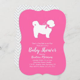 Invitación Shih Tzu Teddy Bear Dog Chica rosa Baby Shower