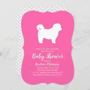 Invitación Shih Tzu Teddy Bear Dog Chica rosa Baby Shower