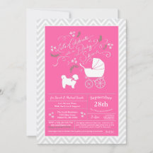 Shih Tzu Teddy Bear Dog Chica rosa Baby Shower