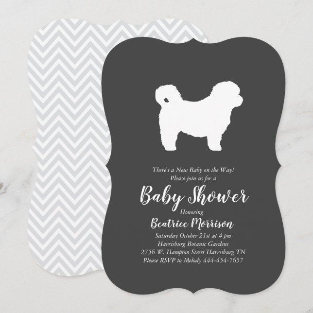 Invitación Shih Tzu Teddy Oso Perro Baby Shower Sexo Neutral (Anverso / Reverso)