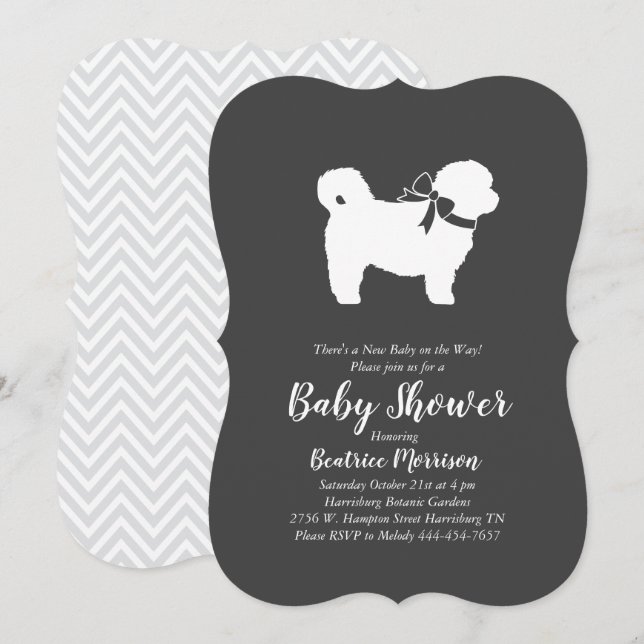 Invitación Shih Tzu Teddy Oso Perro Baby Shower Sexo Neutral (Anverso / Reverso)