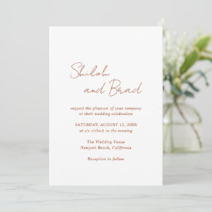 Invitación Shiloh Copper Modern Elegant Wedding