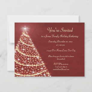 Invitación Shimmer de árbol de Navidad