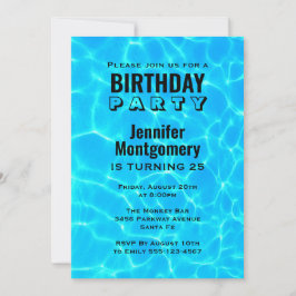 Invitación Shimmering Blue Pool Water Reflections Cumpleaños