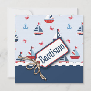 Invitación Ships Ahoy! Baptism Square_Spanish