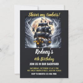 Invitación Shiver My Timbers Pirate Theme Birthday Invitation