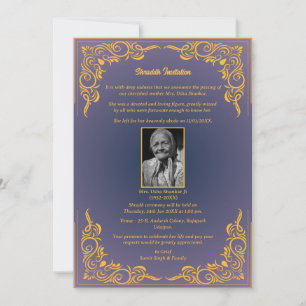 Invitación Shok Sandesh Hindu Shraddh