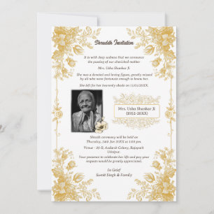 Invitación Shok Sandesh Hindu Shraddh