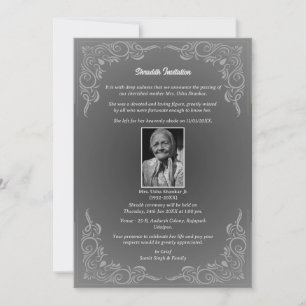 Invitación Shok Sandesh Hindu Shraddh