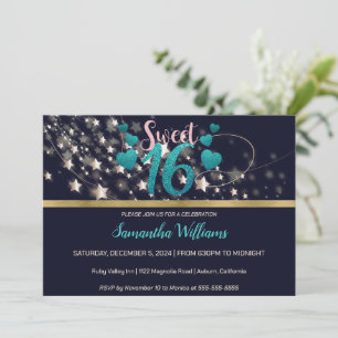 Invitación Shooting Stars Sweet 16 Invitation