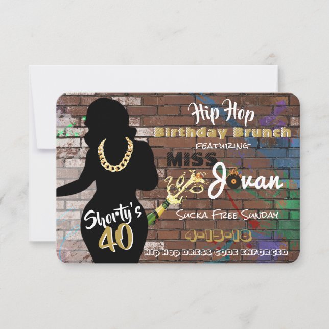 Invitación Shorty's 40 | Cumpleaños urbana de Hip Hop de los  (Anverso)