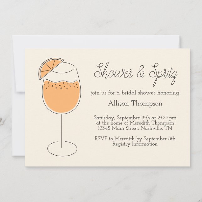 Invitación Shower and Spritz Bubbly Cocktail Bridal Shower (Anverso)