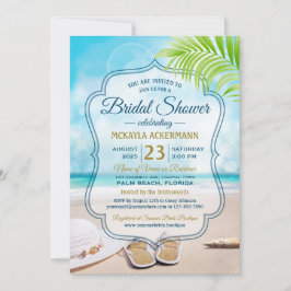 Invitación Shower Beach Wedding Gorra Palm Leaf Seashell
