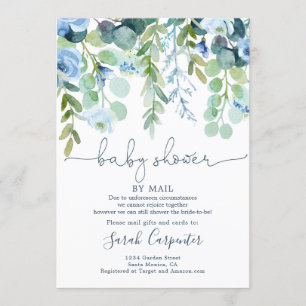 Invitación Shower by Mail azul floral Baby Shower