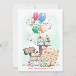 Invitación Shower By Mail Virtual Baby Shower Balloon Buzón