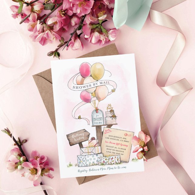 Invitación Shower By Mail Virtual Baby Shower Balloon Buzón (Subido por el creador)