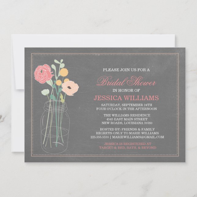 Invitación Shower Chic Bridal| Coral (Anverso)