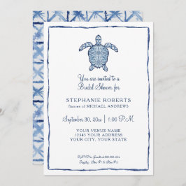 Invitación Shower Shibori Sea Turtle Ocean Beach Shore