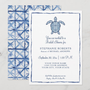 Invitación Shower Shibori Sea Turtle Ocean Beach Shore