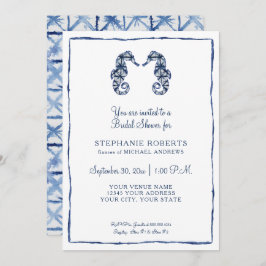 Invitación Shower Shibori Seahorses Ocean Beach Shore