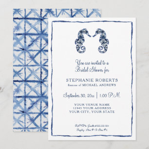 Invitación Shower Shibori Seahorses Ocean Beach Shore