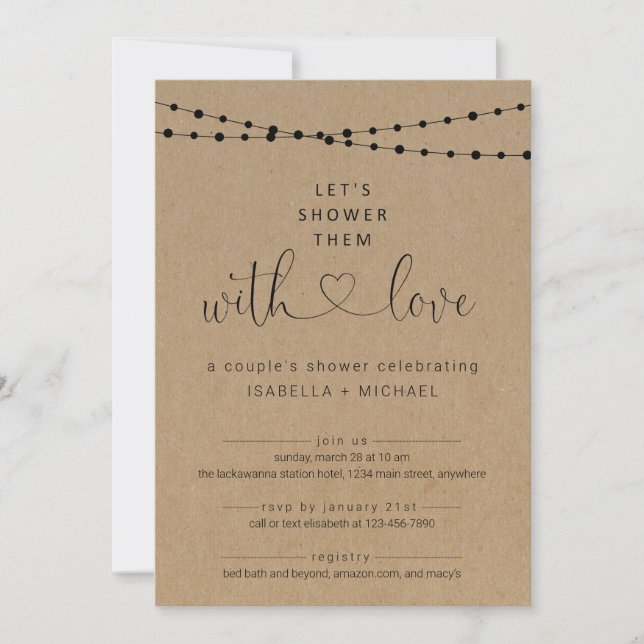 Invitación Shower with Love Couple's Shower Invitation (Anverso)