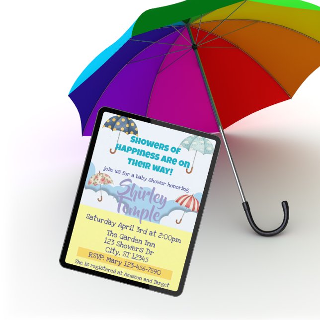 Invitación Showers of Happiness Umbrella Baby Shower (Subido por el creador)