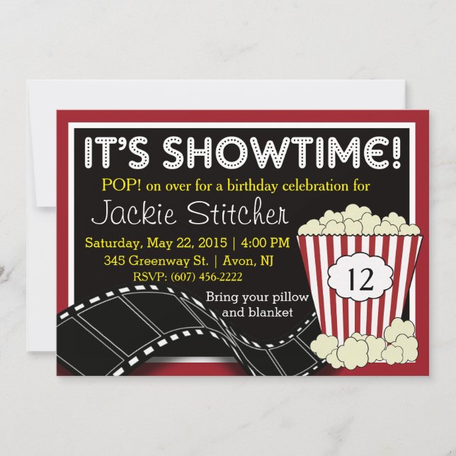 Invitación "Showtime" de palomitas de maíz (Anverso)