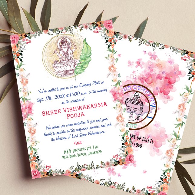 Invitación Shree Vishwakarma Pooja Floral (Subido por el creador)