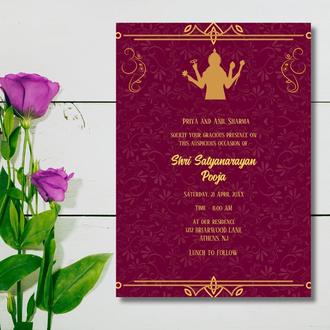 Invitación Shri Satyanarayan Pooja Hindu (Subido por el creador)