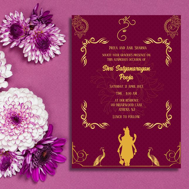 Invitación Shri Satyanarayan Pooja Hindu (Subido por el creador)
