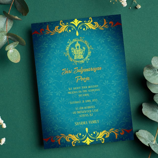 Invitación Shri Satyanarayan Pooja Hindu Royal (Subido por el creador)