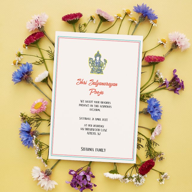 Invitación Shri Satyanarayan Pooja Minimal Hindú (Subido por el creador)
