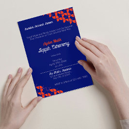 Invitación SHRIMPLY Blue Naranja Pattern, Aqiqah Baby Shower