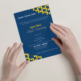 Invitación SHRIMPLY Blue Yellow Pattern, Aqiqah Baby Shower