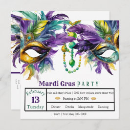 Invitación Shrove Tuesday y Mardi Gras Fiesta