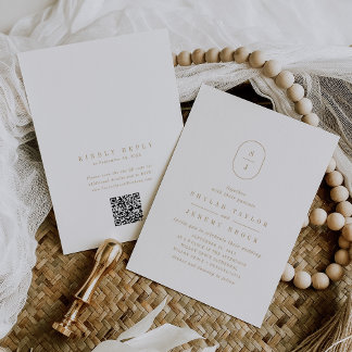 Invitación SHYLAH Código QR Boda Minimalista elegante de oro