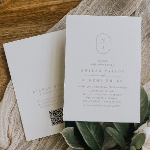 Invitación SHYLAH Código QR Rosa de polvo morado Boho Boda