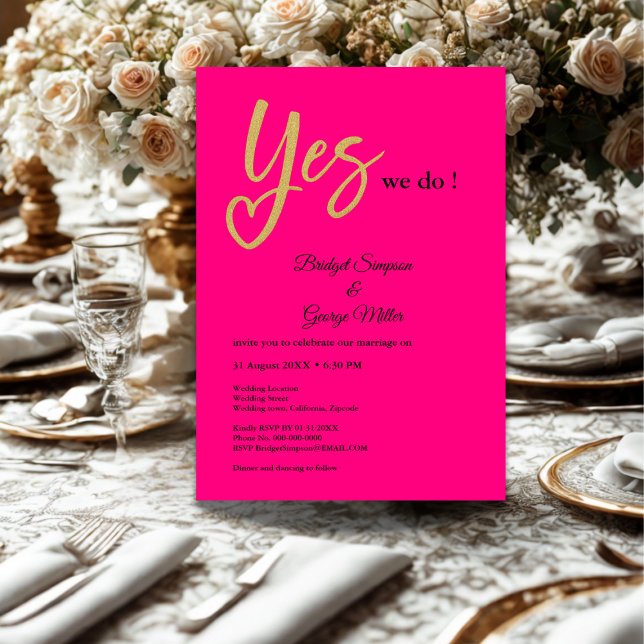 Invitación Sí Hacemos Boda de oro rosado caliente (Subido por el creador)