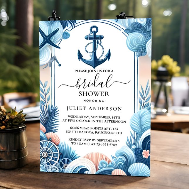 Invitación Si Knot Nave Barco Naval Azul Ducha Náutica De Nov (Subido por el creador)