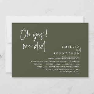 Invitación Sí, Lo Hicimos, Boda Elopement Fiesta
