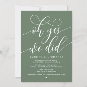 Invitación Sí, Lo Hicimos, Boda Elopement Fiesta
