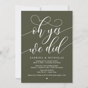 Invitación Sí, Lo Hicimos, Boda Elopement Fiesta