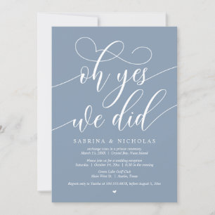 Invitación Sí, Lo Hicimos, Boda Elopement Fiesta