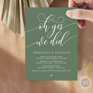 Invitación Sí, Lo Hicimos, Boda Elopement Fiesta