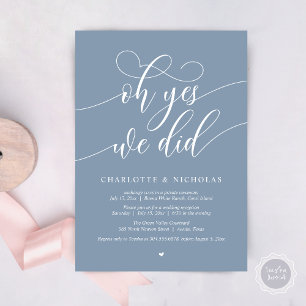 Invitación Sí, Lo Hicimos, Boda Elopement Fiesta