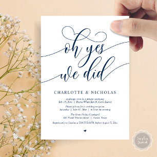 Invitación Sí, Lo Hicimos, Boda Elopement Fiesta