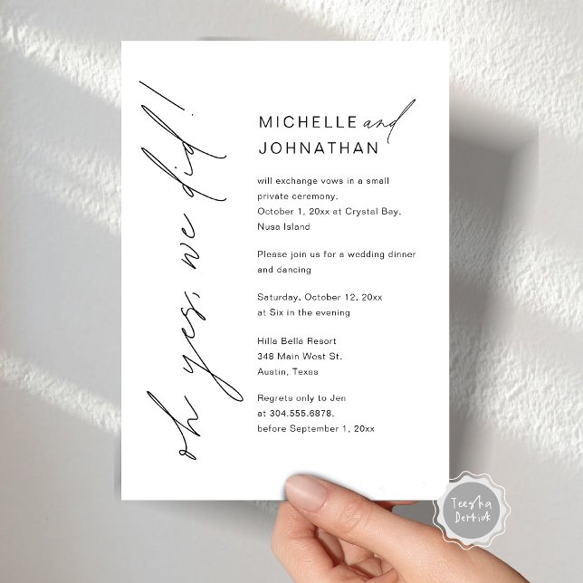 Invitación Sí, Lo Hicimos, Boda Elopement Fiesta (Oh Yes, We Did, Wedding Elopement Dinner Party Celebration Invitation Card, Digital template.)