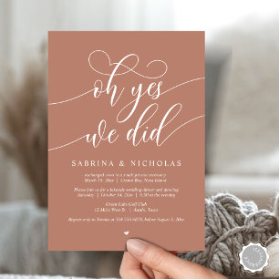 Invitación Sí, Lo Hicimos, Boda Elopement Fiesta