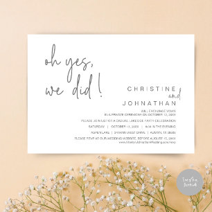 Invitación Sí, Lo Hicimos, Boda Elopement, Gris Oscuro